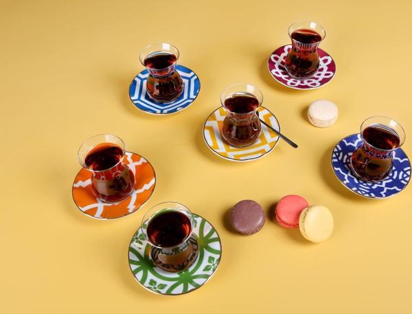Porland Morocco Karışık Renk Çay Bardak Takımı 12 Parça - Image 1