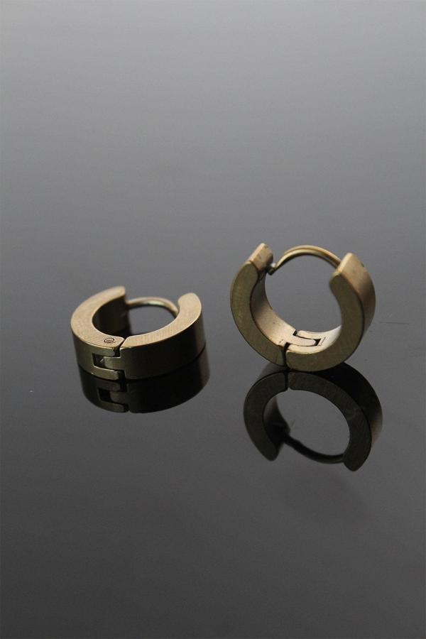 316L Çelik Gold Renk Halka Model Çift Küpe - Image 1