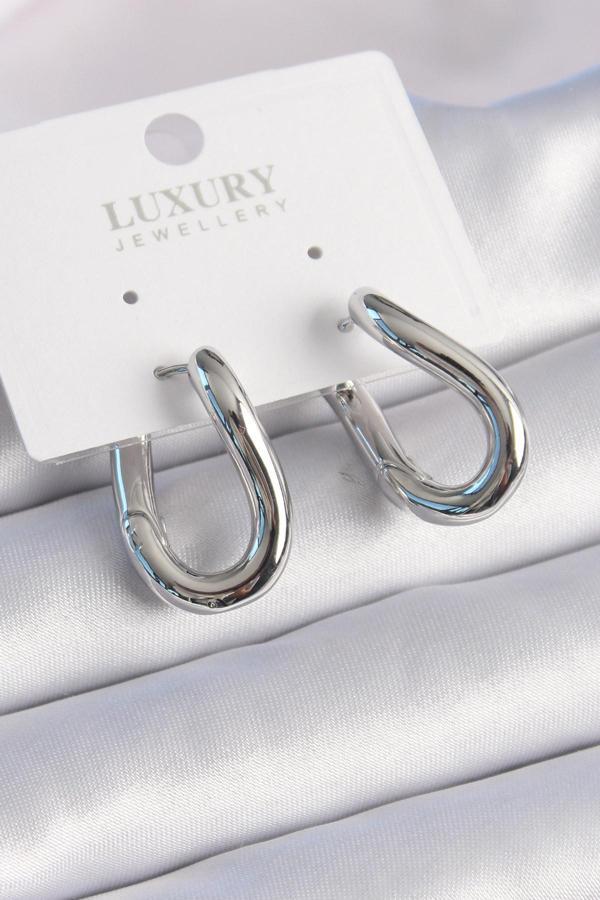 Pirinç Gümüş Renk Halka Model Kadın Küpe - Image 1