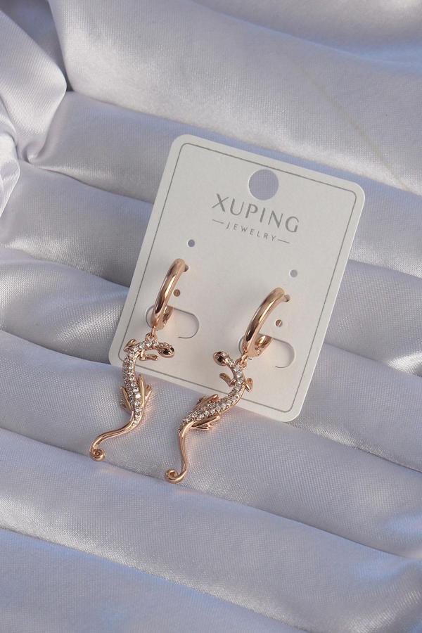 XUPİNG Rose Renk Zirkon Taşlı Kertenkele Model Halka Küpe - Image 1