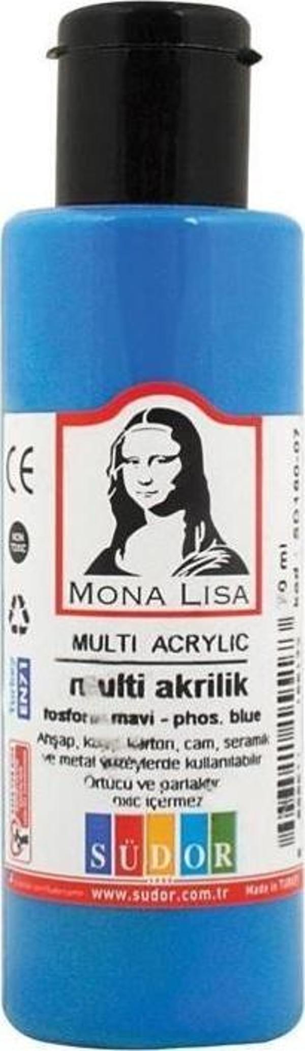 Südor Monalisa Multi Akrilik 70 Ml Fosforlu Mavi Sd160-07 (12 Li Paket) - Image 1