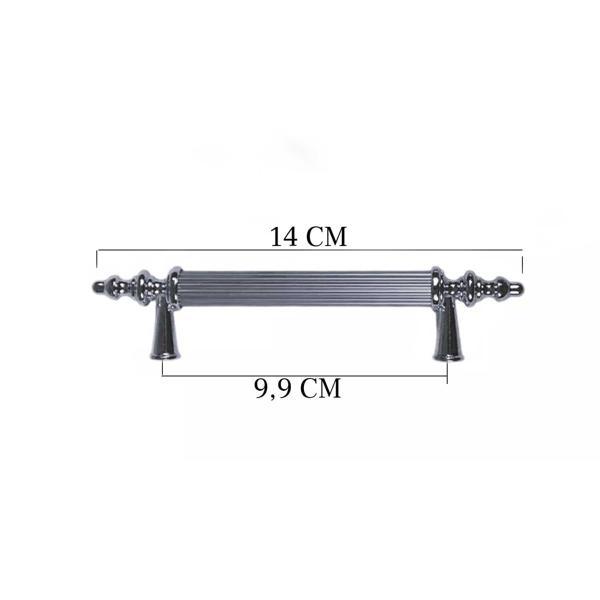 Kulp Silindir Çizgili  Plastik  Model 14 CM (2 Adet)  Gümüş - Image 1
