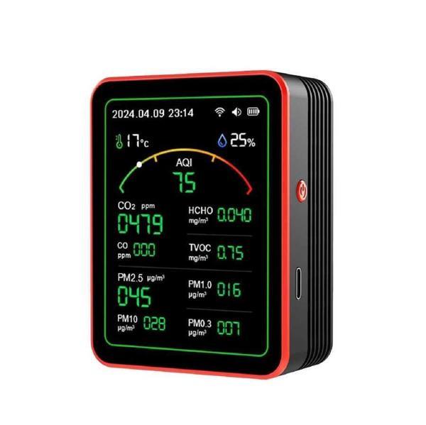 AEK-Tech 15'li AQI,TEMP,HUMI,CO2,HCHO,CO,TVOC,PM2.5,PM10,PM1.0,PM0.3 Dedektör Taşınabilir Ev Ofis Hava Kalitesi Ölçüm Cihazı - Image 1