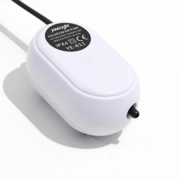 Jingye Tek Çıkışlı Sessiz Akvaryum Hava Motoru Beyaz 3W, 3L/Min - Image 1