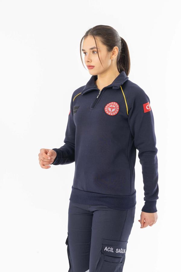 112 Acil Tıp Teknisyeni Uzun Kol Fermuarlı Sweatshirt Unisex (ATT005) - Image 1