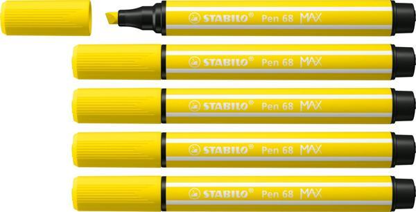 Stabilo Keçe Uçlu Kalem 68 Max Limon Sarısı 1-5 Mm Kesik Uç 768/24 (5 Li Paket) - Image 1