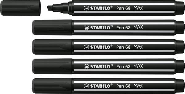 Stabilo Keçe Uçlu Kalem 68 Max Siyah 1-5 Mm Kesik Uç 768/46 (5 Li Paket) - Image 1