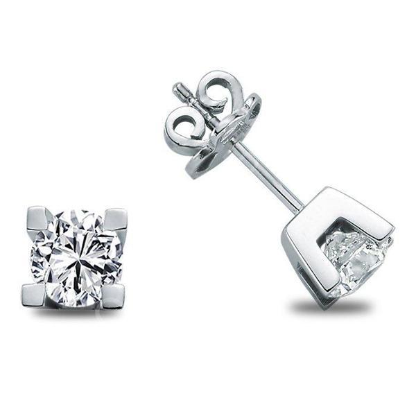 0.15 Ct Takoz Tırnak Tektaş Pırlanta Küpe TKPE20 - Image 1