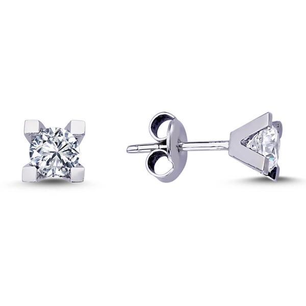 0.14 Ct V Tırnak Tektaş Pırlanta Küpe TKPE14 - Image 1