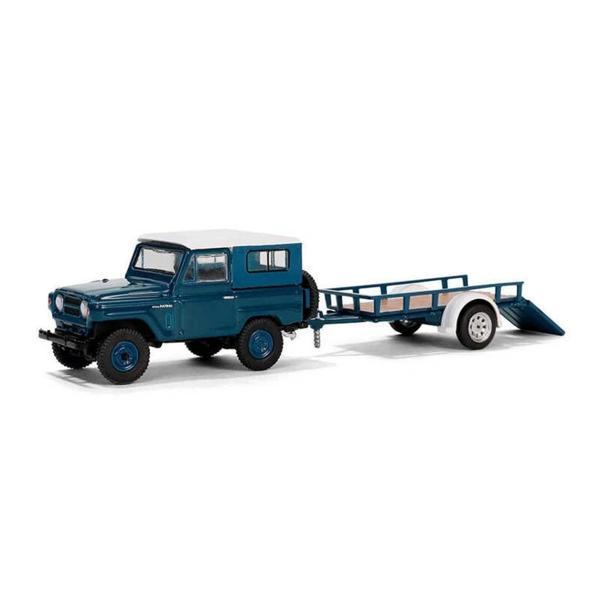 Nessiworld Greenlight 1/64 Hitch & Tow Series 31 - 1961 Nissan Patrol Hard Top with Utility Trailer - Image 1