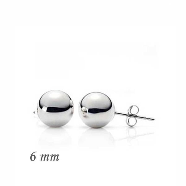 Gümüş Top Küpe - 6 mm - Image 1