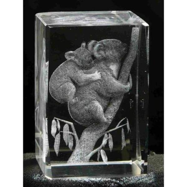 Büro Ev Hediyesi için Kristal Küp İçinde 3D Koala Motifi - Image 1