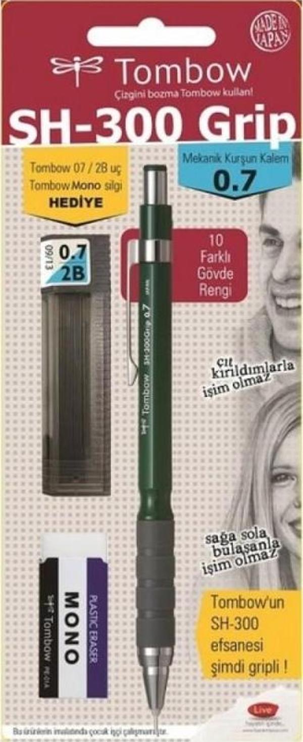 Tombow Versatil Kalem Sh-300 Grip 0,7 Mm Plastik Kutulu Set Koyu Yeşil - Image 1