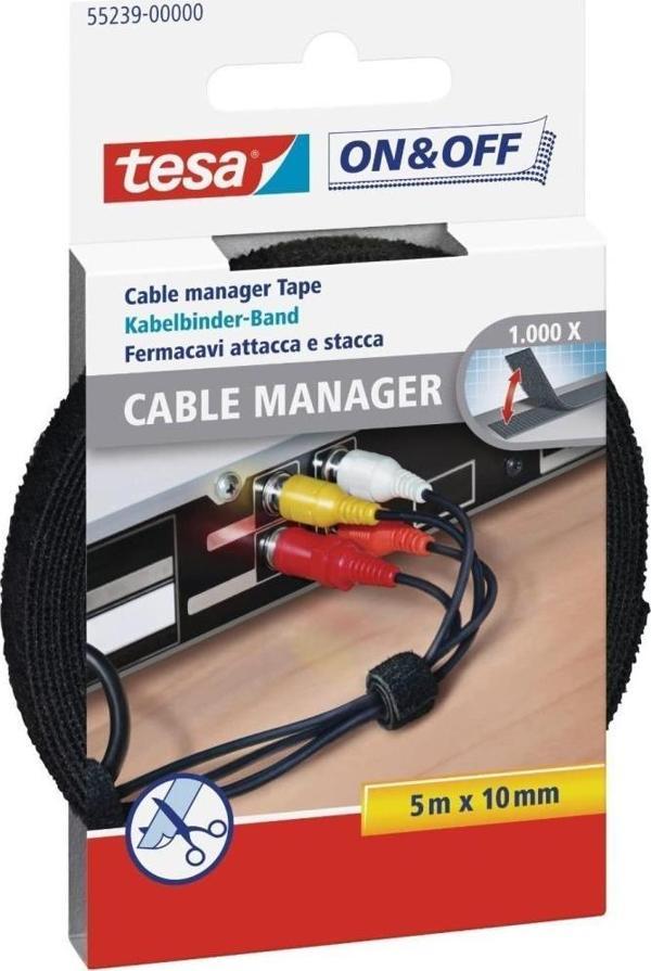 Tesa Kablo On Off Organizatörü Siyah 5Mt X 10Mm 55239 - Image 1