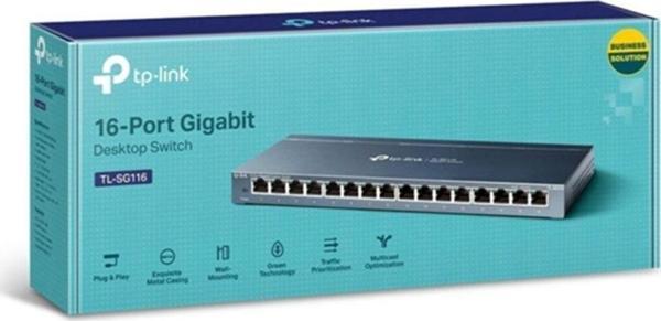 TP-Link TL-Sg116 16 Port 10-100-1000 Mbps Switch Çelik Kasa - Image 1