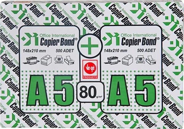 vege A5 Fotokopi Kağıdı Copier Bond 1000 Li 80 Gr Beyaz (1 Koli 5 Paket) - Image 1
