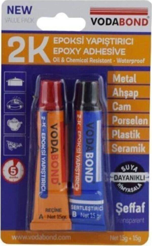 Vodabond 2K Rapid Epoxy Yapıştırıcı (15+15 Gram)( Reçine+Sertleştirici) - Image 1