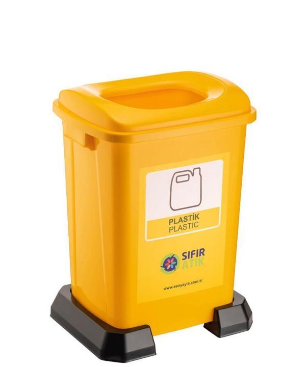 Omnipazar SY-4395 Sıfır Atık Plastik Geri Dönüşüm Çöp Kutusu 50 lt Sarı - Image 1