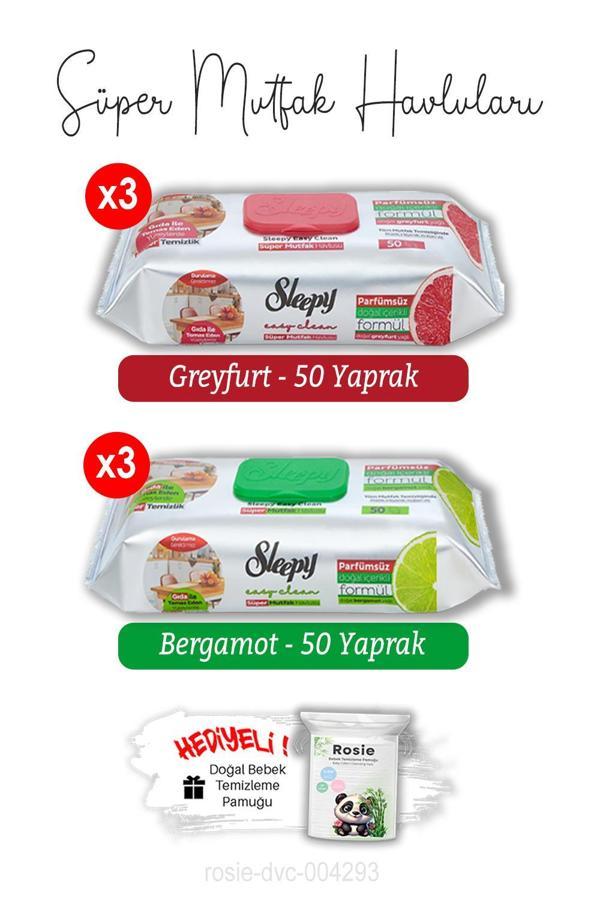 Bergamot (3x) ve Greyfurt (3x) Süper Mutfak Havlusu 50'li ve ROSIE - Image 1