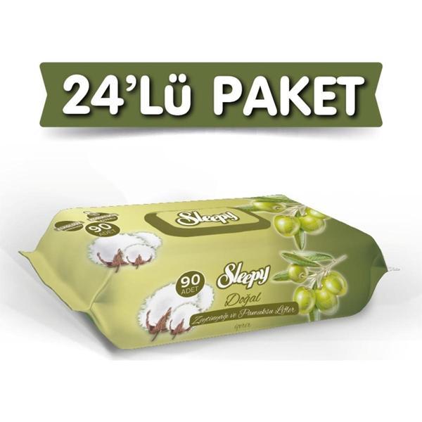 Sleepy Doğal Zeytinyağlı Islak Havlu Mendil 24LÜ 2160 Yaprak - Image 1