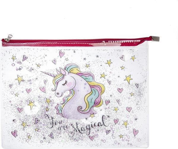 Vuki Fermuarlı Şeffaf Dosya Sulu A4 Flamingo Vk-0073-03 - Image 1