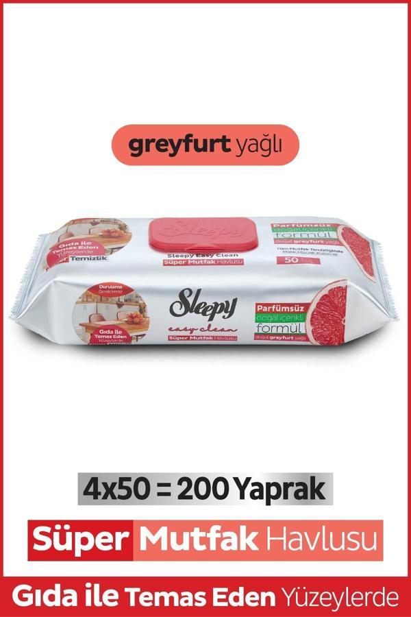 Sleepy Easy Clean Süper Yüzey Temizlik Mutfak Havlusu Greyfurt Yağlı 4x50 (200 YAPRAK) - Image 1