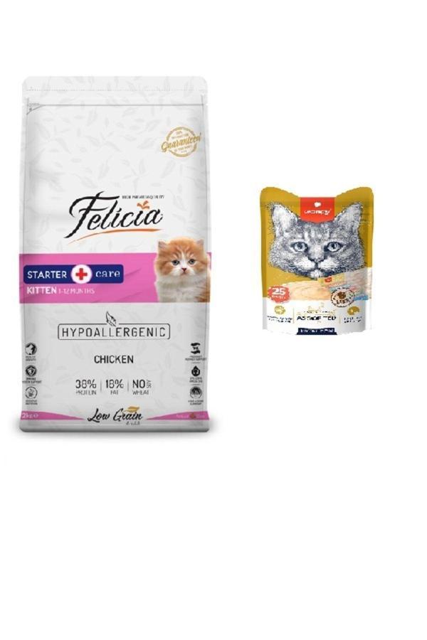 Düşük Tahıllı 2 Kg Yavru Tavuklu Kedi Kuru Maması + Wanpy Karışık 8 Lezzetli Krema Kedi Ödülü 25*14 - Image 1