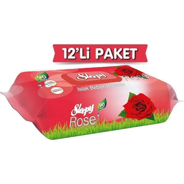Sleepy Gül Kokulu Islak Havlu 90 Yaprak x 12 Adet - Image 1