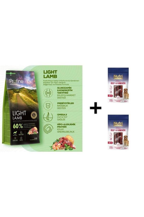 Light Glutensiz Kuzulu Köpek Maması 12 Kg + 2 Adet Nutri Canin Rawhide Dana Eti Sarılı Kemik - Image 1