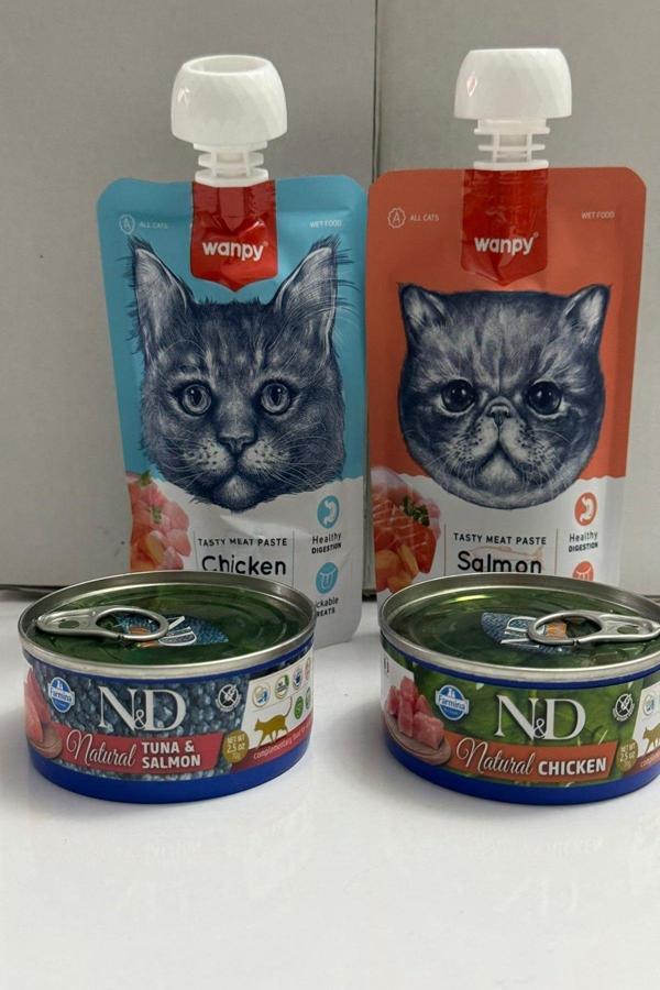 ND Natural Tuna Salmon&Natural Chicken&WANPYTesty Meat Paste Kedi Ödül Mamaları. - Image 1