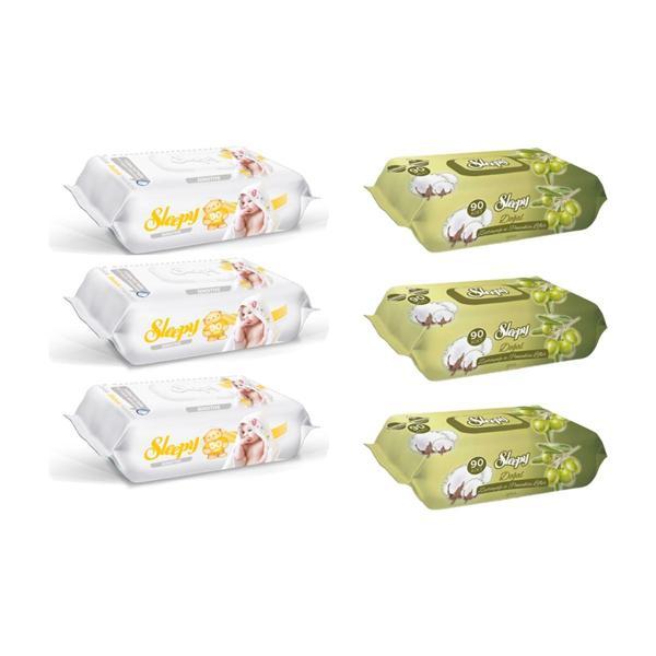 Sleepy Sensitive Islak Havlu 90'lı x 3 Adet + Zeytinyağlı 90'lı x 3 Adet - Image 1