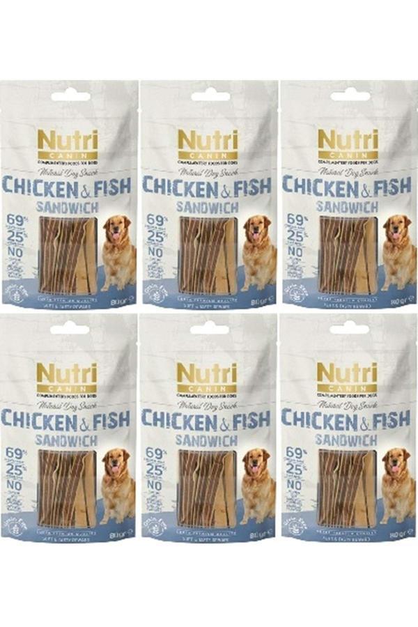 Nutri Canin 80gr Tahılsız Tavuk Balık Etli Sandvic Köpek Ödülü 80gr 6 Adet - Image 1