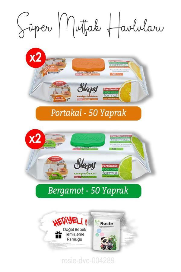 Süper Mutfak Havlusu Bergamot (x2) ve Portakal (x2) 50'li ve ROSIE - Image 1