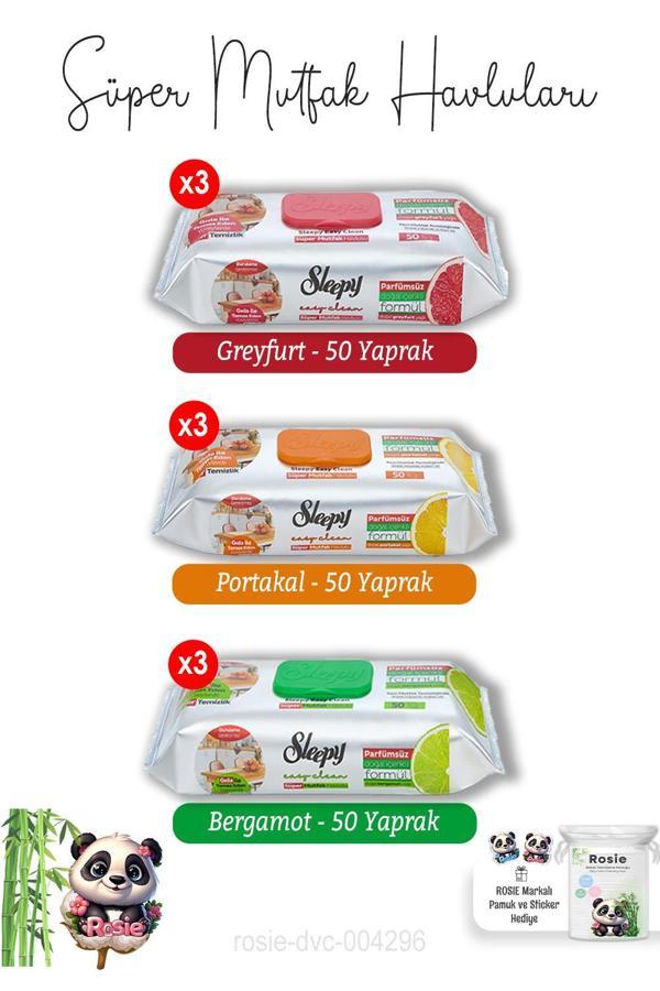 Süper Mutfak Havlusu Portakal, Greyfurt ve Bergamot 50x3 (450 YAPRAK) ve ROSIE - Image 1