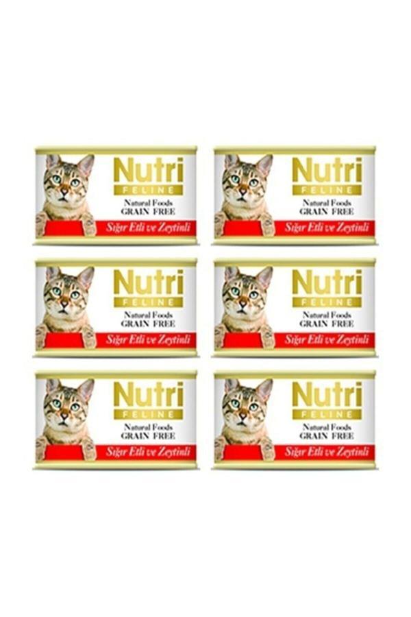 Nutrı Feline Kıyılmış Kedi Konserve Sığır Etli Ve Zeytinli 85gr X 6 Adet - Image 1