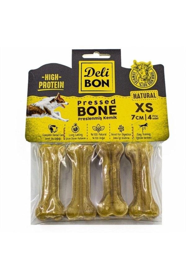 Delibon Gerçek Deriden Köpek Ödül Kemiği 7cm 4 Adet -natural - Image 1