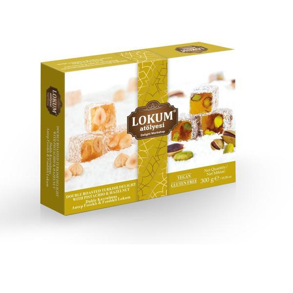 Duble Kavrulmuş Antep Fıstıklı & Fındıklı Lokum 300g - Image 1