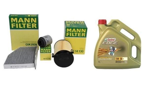 Volskwagen Jetta 1.2 TSI 105 BG Filtre Seti (Yakıt Hariç) Castrol 5W-30 LL 4 Litre Yağlı Mann Marka - Image 1
