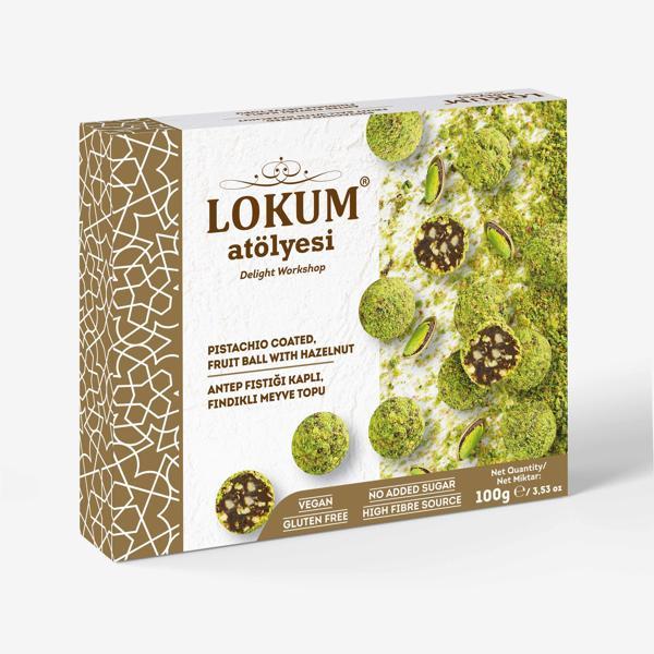 Antep Fıstığı Kaplı, Fındıklı Meyve Topu 100g - Image 1