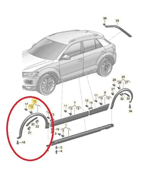 Volkswagen T-Roc Sol Ön Çamurluk Kaplaması ( Dodik ) Orijinal - Image 1