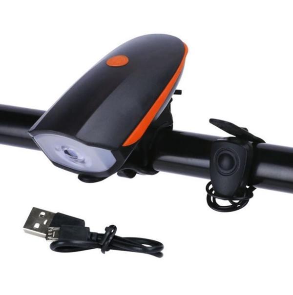 Forte GT 250 Lümen Bisiklet Ön Farı 2 İn 1 Korna 140 db Xbyc 6163 Usb Şarjlı Turuncu - Image 1