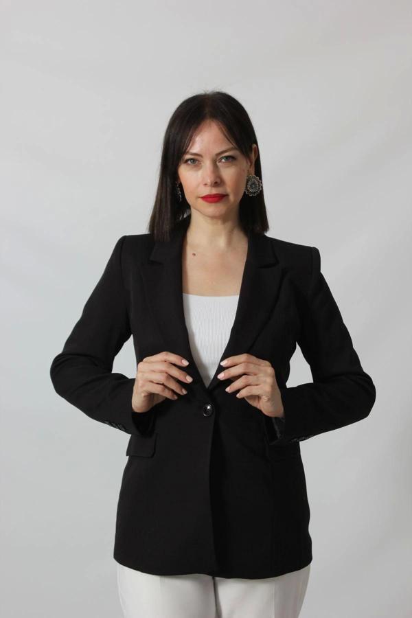 1905 Siyah Kadın Büyük Beden Blazer Ceket - Image 1