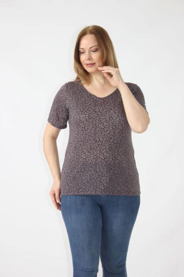 3284 SIRTI DANTEL DETAYLI VİSKON PENYE DESENLİ BLUZ - Image 1