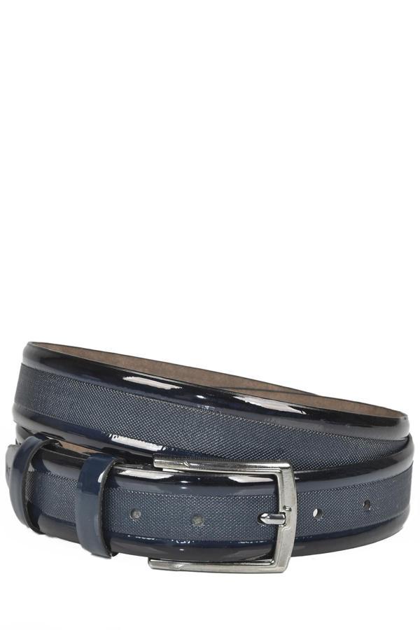 DeepSEA Erkek Lacivert 3,5 cm Lazer İşlemeli Rugan Klasik Suni Deri Kemer 2402629 - Image 1