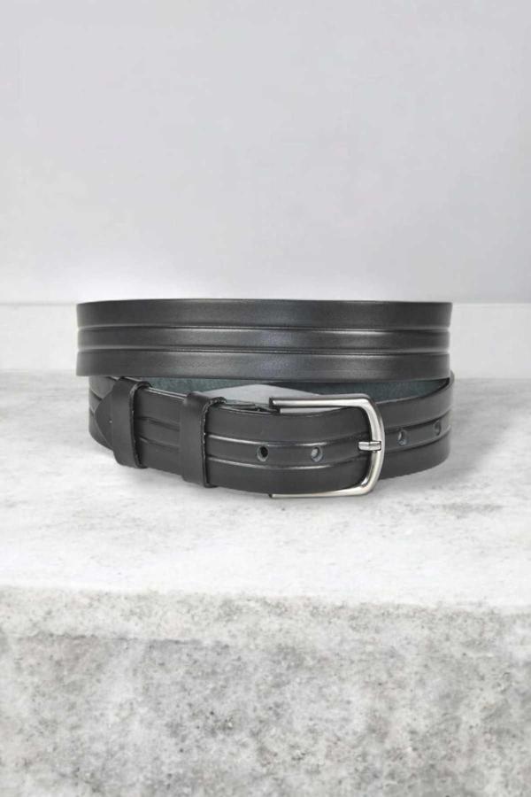 DeepSEA Erkek Siyah Hakiki Deri 4 cm Kot Kanvas  Kemeri Orjinal Deri Spor Kemer 2402622 - Image 1