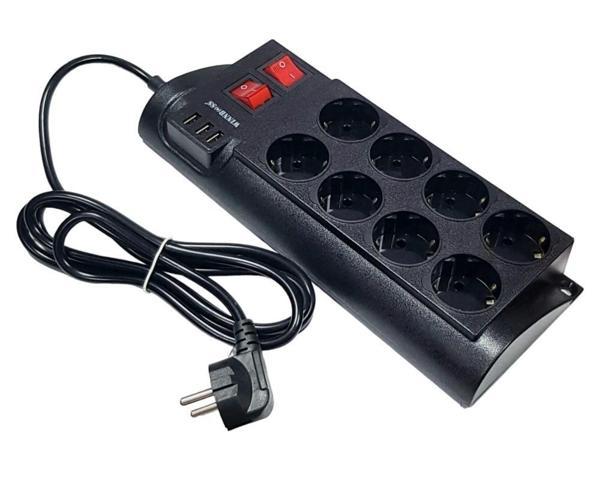 WINNBOSS 2Mt 8li 3xUSB Termal Akım Korumalı Priz 16A 4000W - Image 1