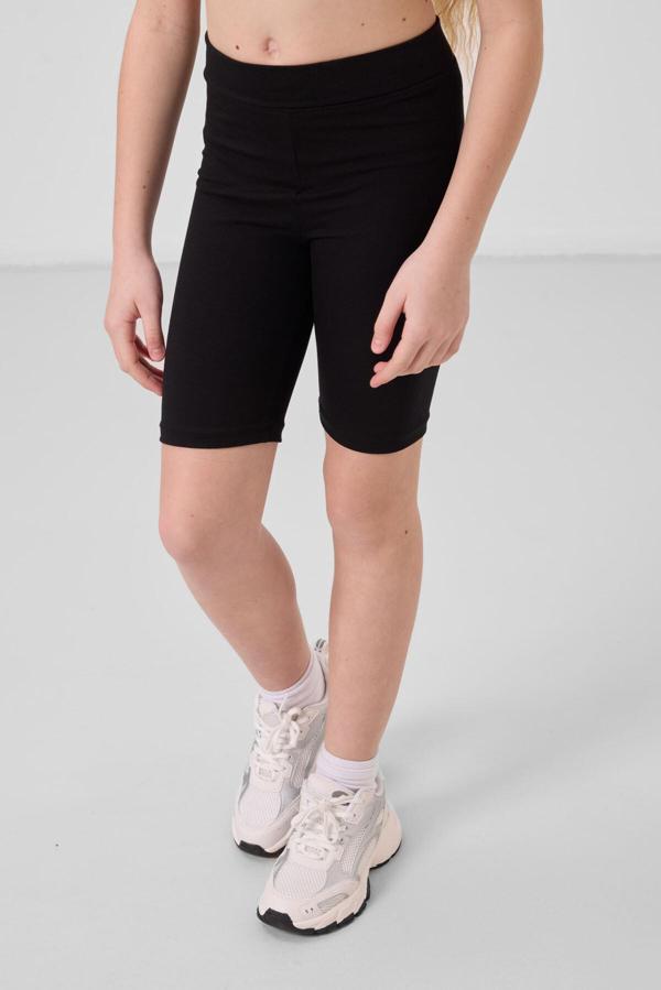 Siyah Pamuklu Kısa Paça Standart Fit Basic Kız Çocuk Tayt - 75188 - Image 1