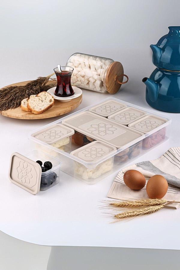 Mithra Life 8 Adet Krem Kapaklı Kahvaltılık Seti Saklama Kabı MIT1164 - Image 1