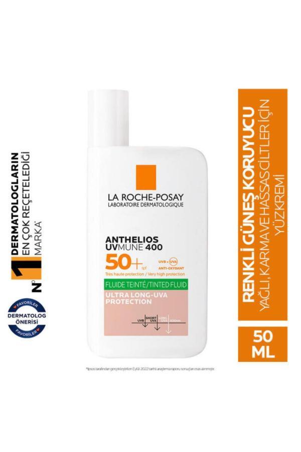 La Roche Posay Anthelios Oil Control Fluid SPF+50 Yağlı Ciltler için Akışkan Renkli Yüz Güneş Kremi - Image 1
