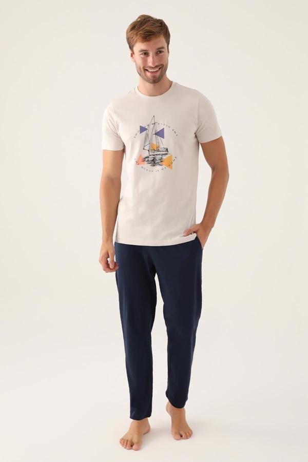 Arnetta 2991 Erkek Home Taş Pijama Takımı - Image 1